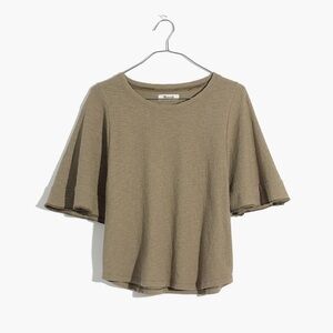 Madewell Texture & Thread Flutter-Sleeve Top in Tundra XS